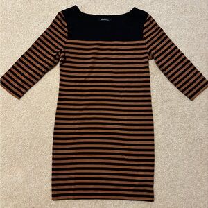 Forever 21 Black and Brown Striped Long Sleeve Dress